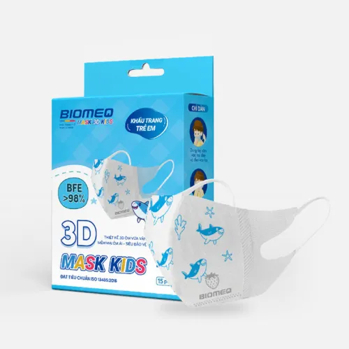 Khẩu trang y tế kháng khuẩn BIOMEQ MASK 3D KIDS( Trẻ 2-8 tuổi )